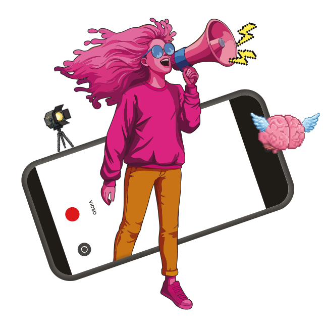 Personaje con celular